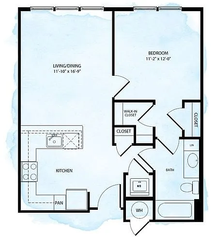 Floor plan Cornerstone A1 1 Bed 1 Bath