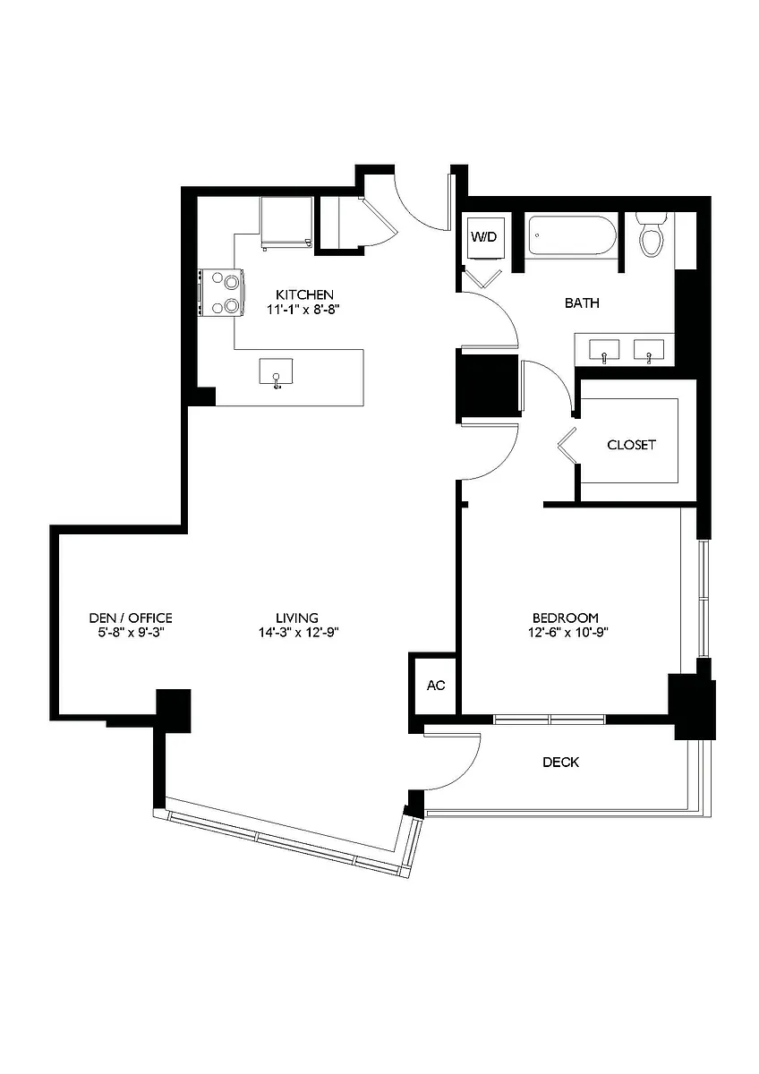 Floor plan 1x1 Den C2