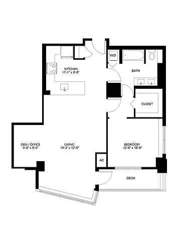 Floor plan 1x1 Den C2