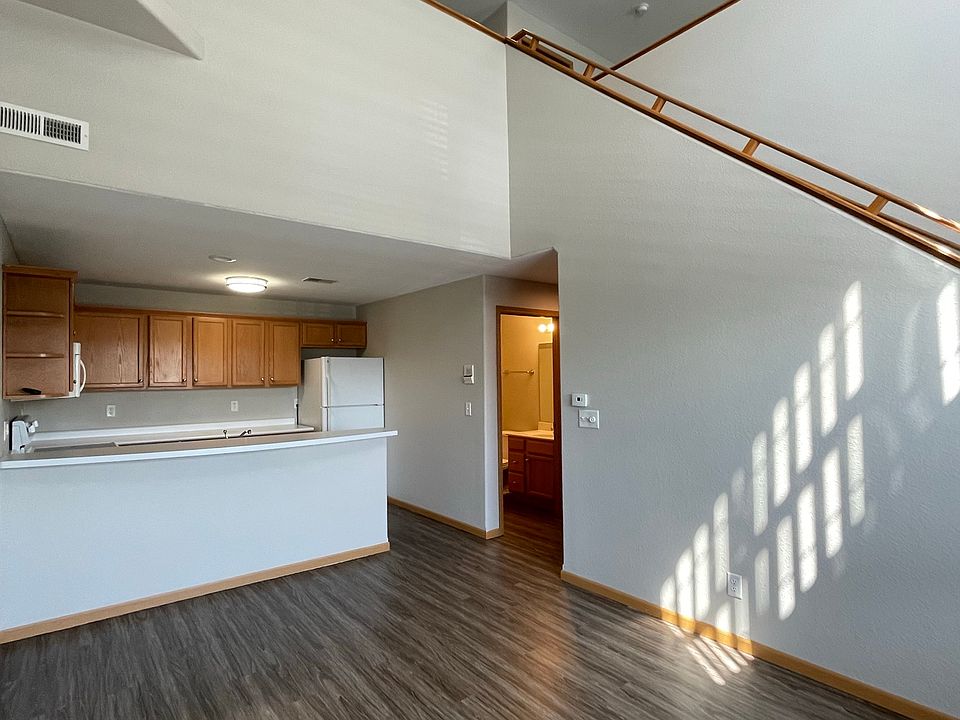 Kitchen/living room and entrance to loft bedroom