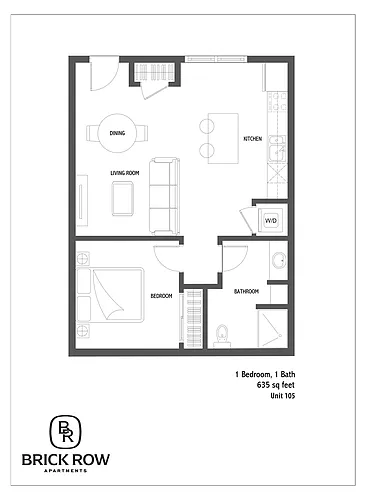 Floor plan 1 Bed Unit 105