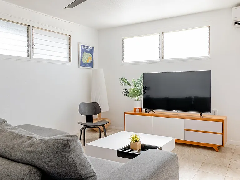 Gather around your cozy living room equipped with high powered air conditioning.