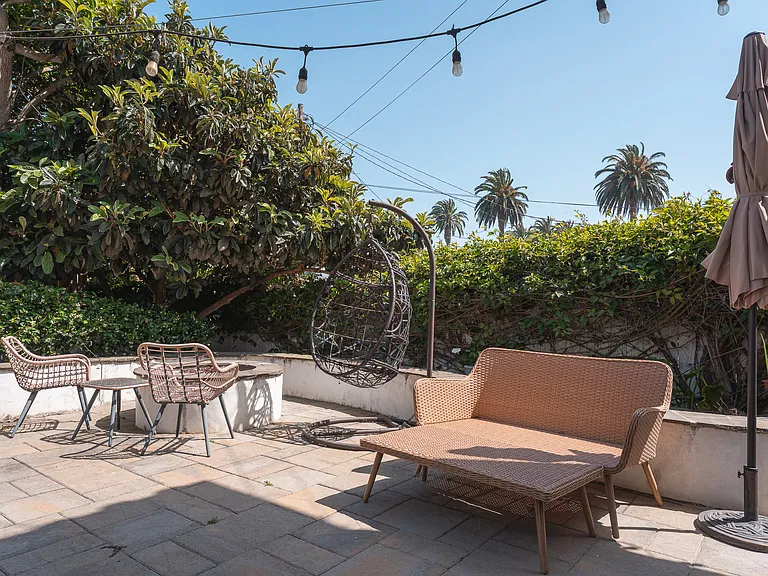 Backyard seating and fire pit