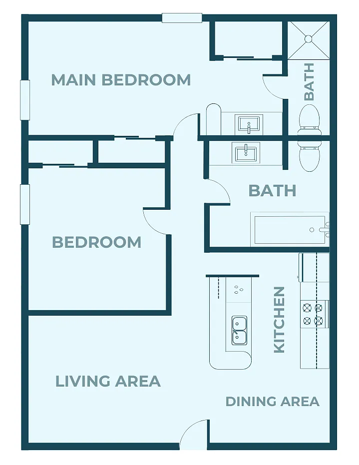 Floor plan TSH 2 Bedroom, 2 Bathroom