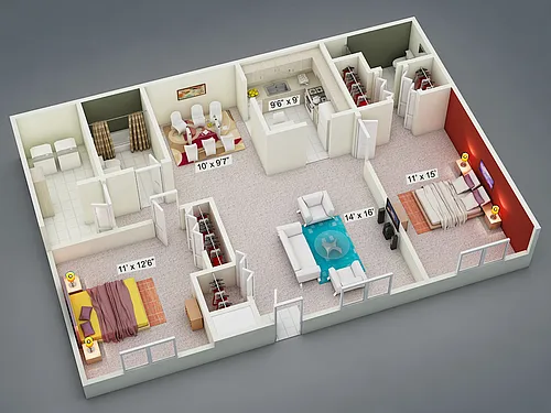 Floor plan Two Bedroom Split Ranch