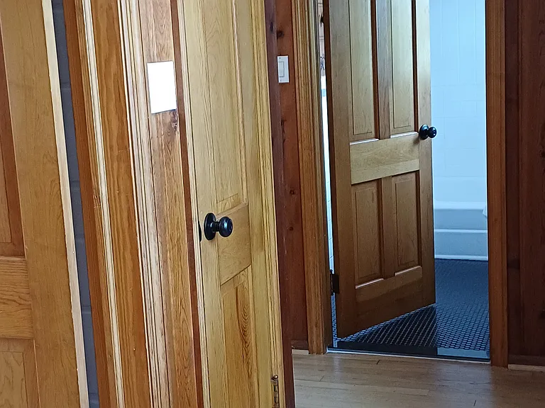 Upstairs hallway. Bedrooms (2 & 3) to left. Bathroom straight ahead.