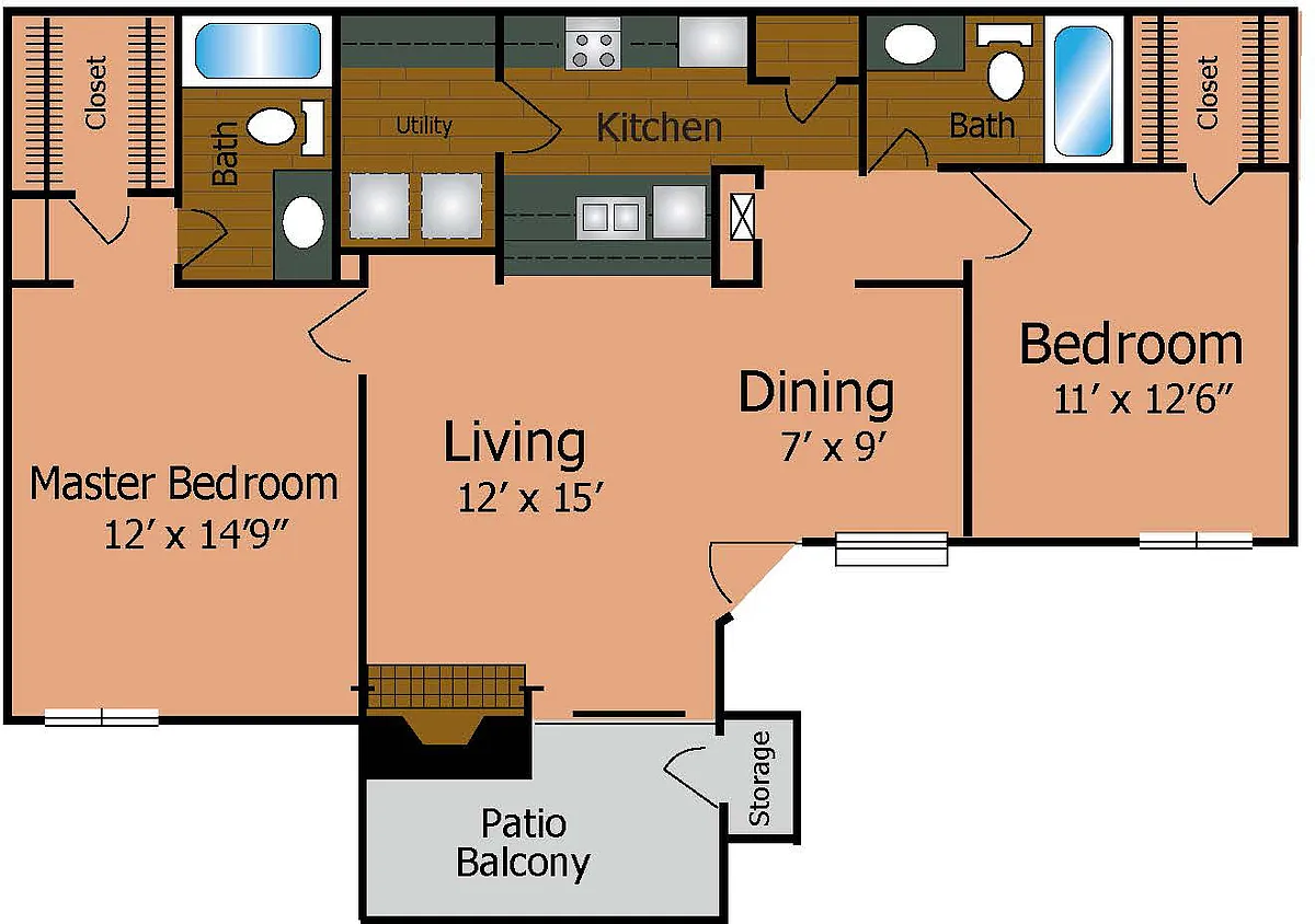 Floor plan 2 Bedroom 2 Bathroom