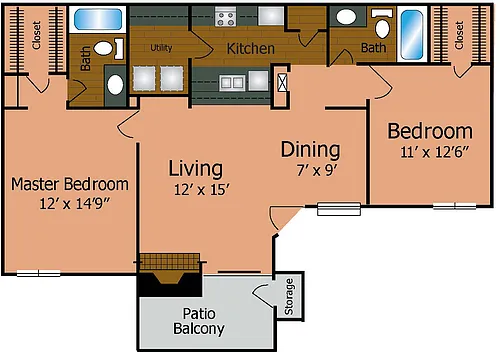 Floor plan 2 Bedroom 2 Bathroom
