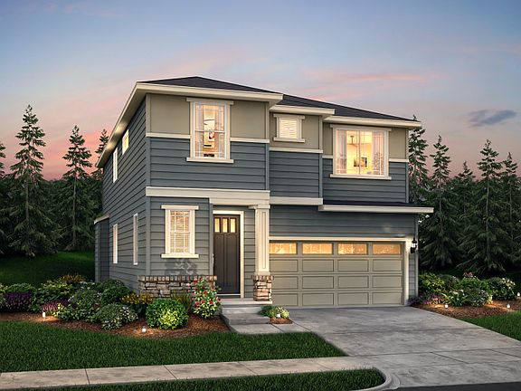 The Longmire, a two story single family home shown in Exterior Home Design C.