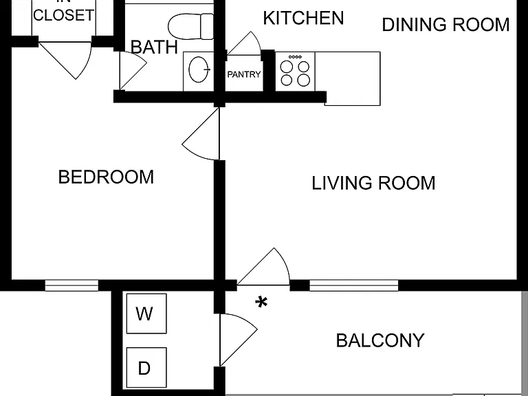 1 BR x 1 BA - A Floorplan 1 BR x 1 BA - A Floorplan