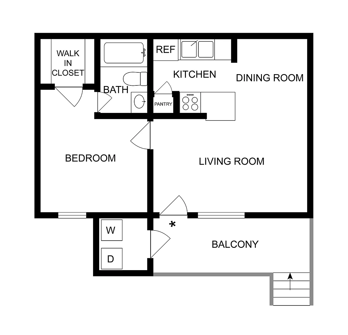 Floor plan 1 BR X 1 BA - A