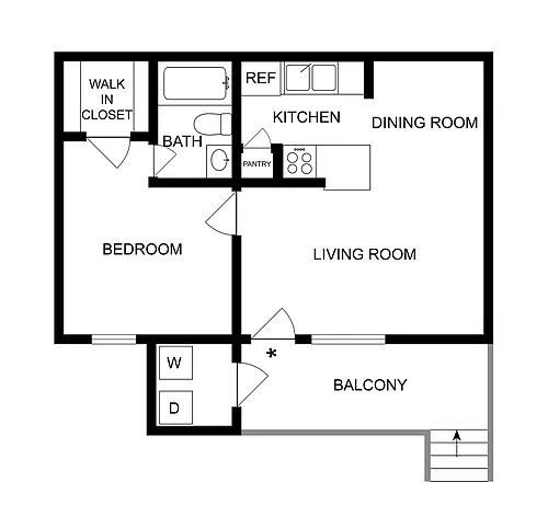 Floor plan 1 BR X 1 BA - A