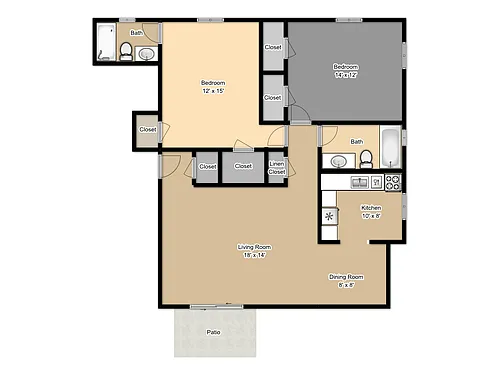 Floor plan Two Bedroom 2 Bath
