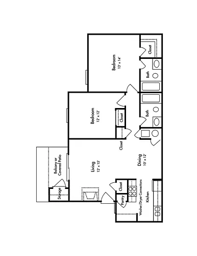Floor plan 2 Bedroom 2 Bathroom