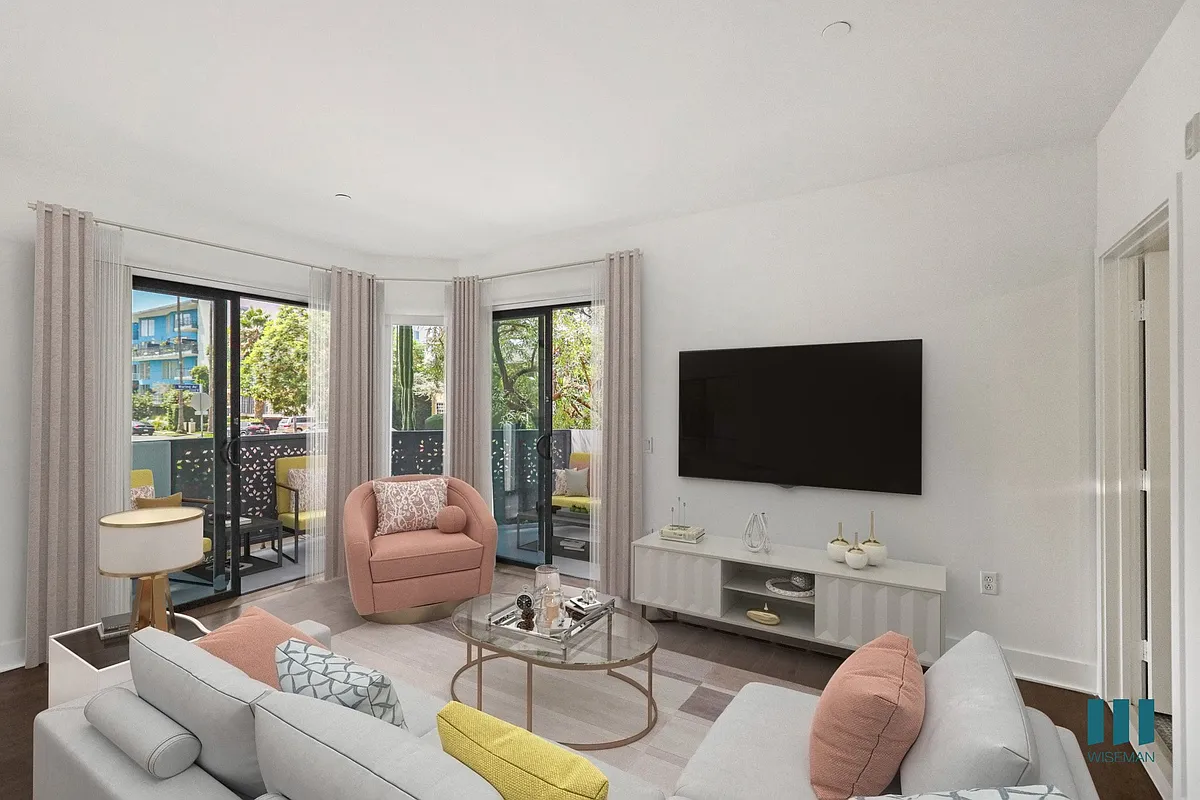 Living Room with Vinyl Flooring, Recessed Lighting , and Patio - Waring Hudson by Wiseman