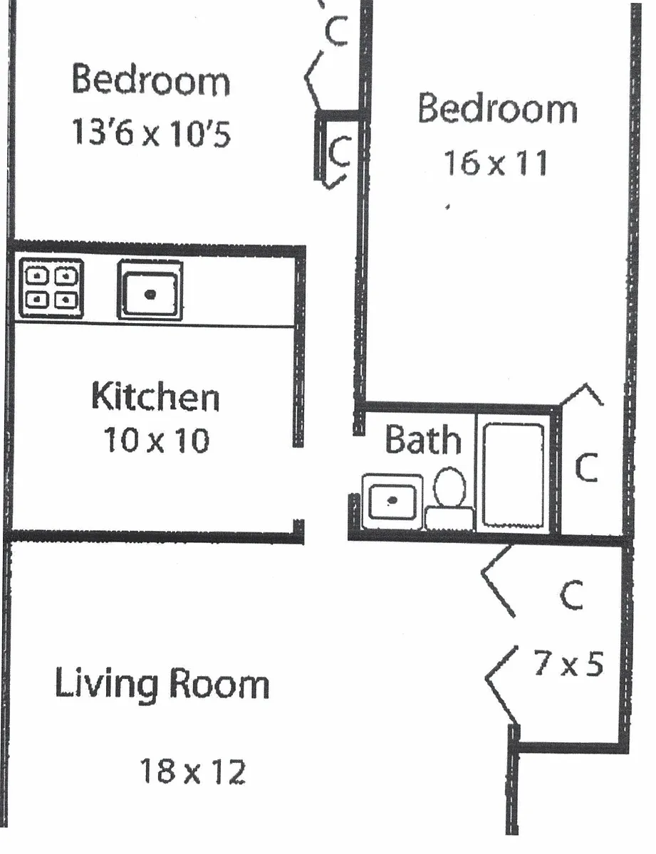 Floor plan Two Bedrooms