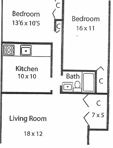 Floor plan Two Bedrooms