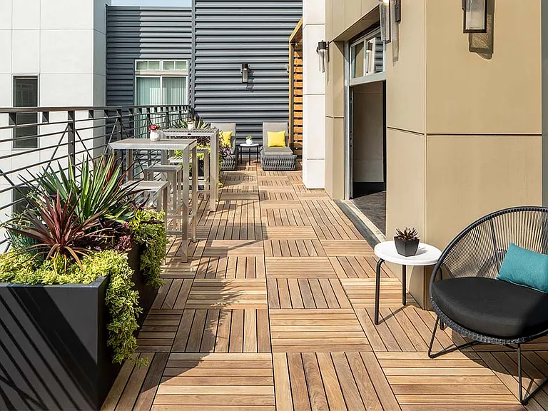 Apartment community rooftop deck at Griffis North Union in Denver, Colorado..