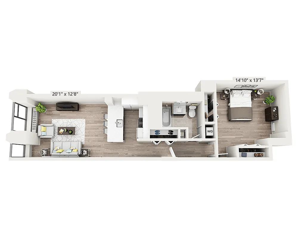 Floor plan Studio w/Home Office B