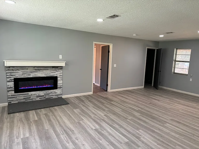 Living area. New electric fireplace.