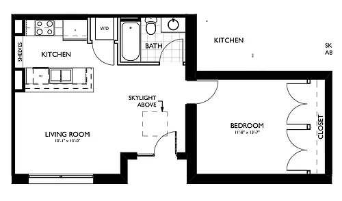 Floor plan 1 bed 1 bath apartment