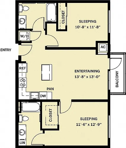 Floor plan 2 Bedroom 2 Bath C9