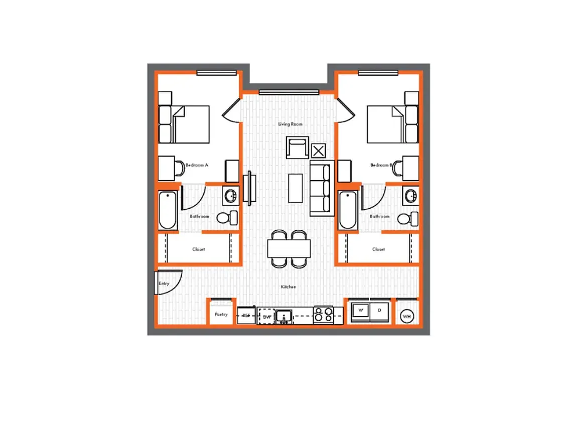 Floor plan 2 Bed 2 Bath