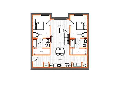 Floor plan 2 Bed 2 Bath