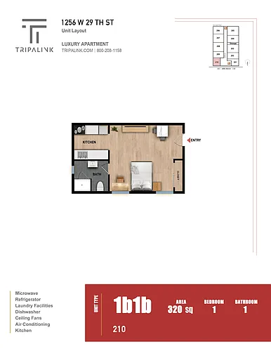 Floor plan Studio - 320 sqft