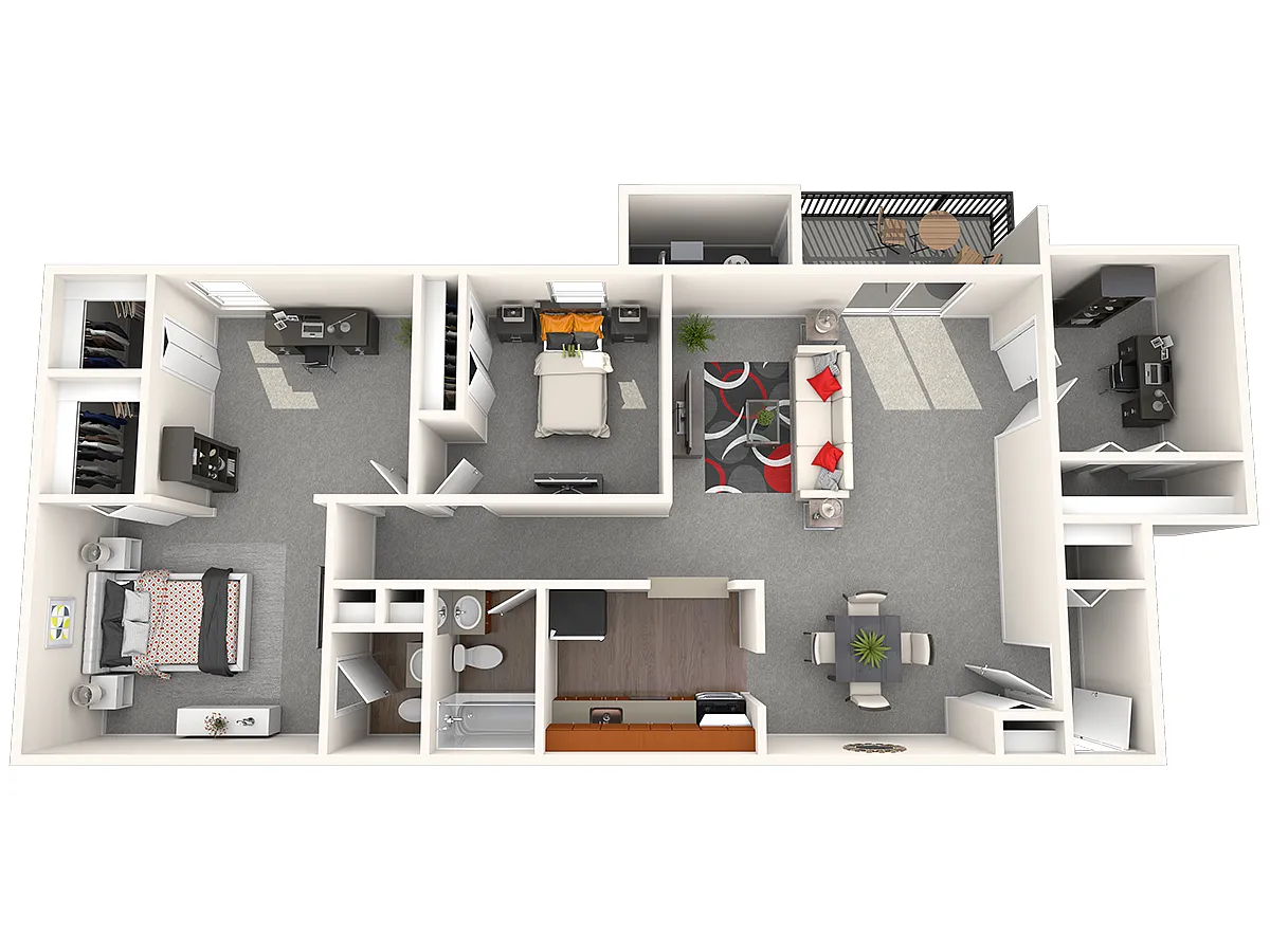Floor plan 2 Bed 1.5 Bath Den MS