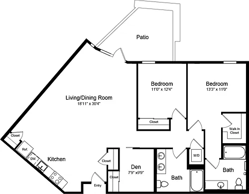 Floor plan 2 Bedroom F with Balcony