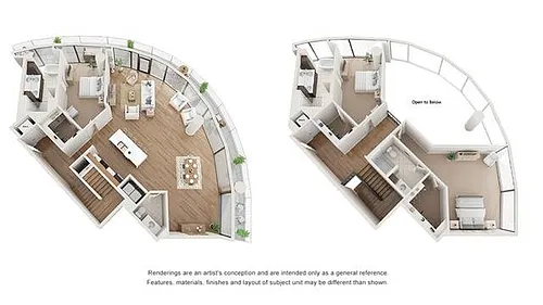 Floor plan 3 BR x 3.5 BA Garden Loft
