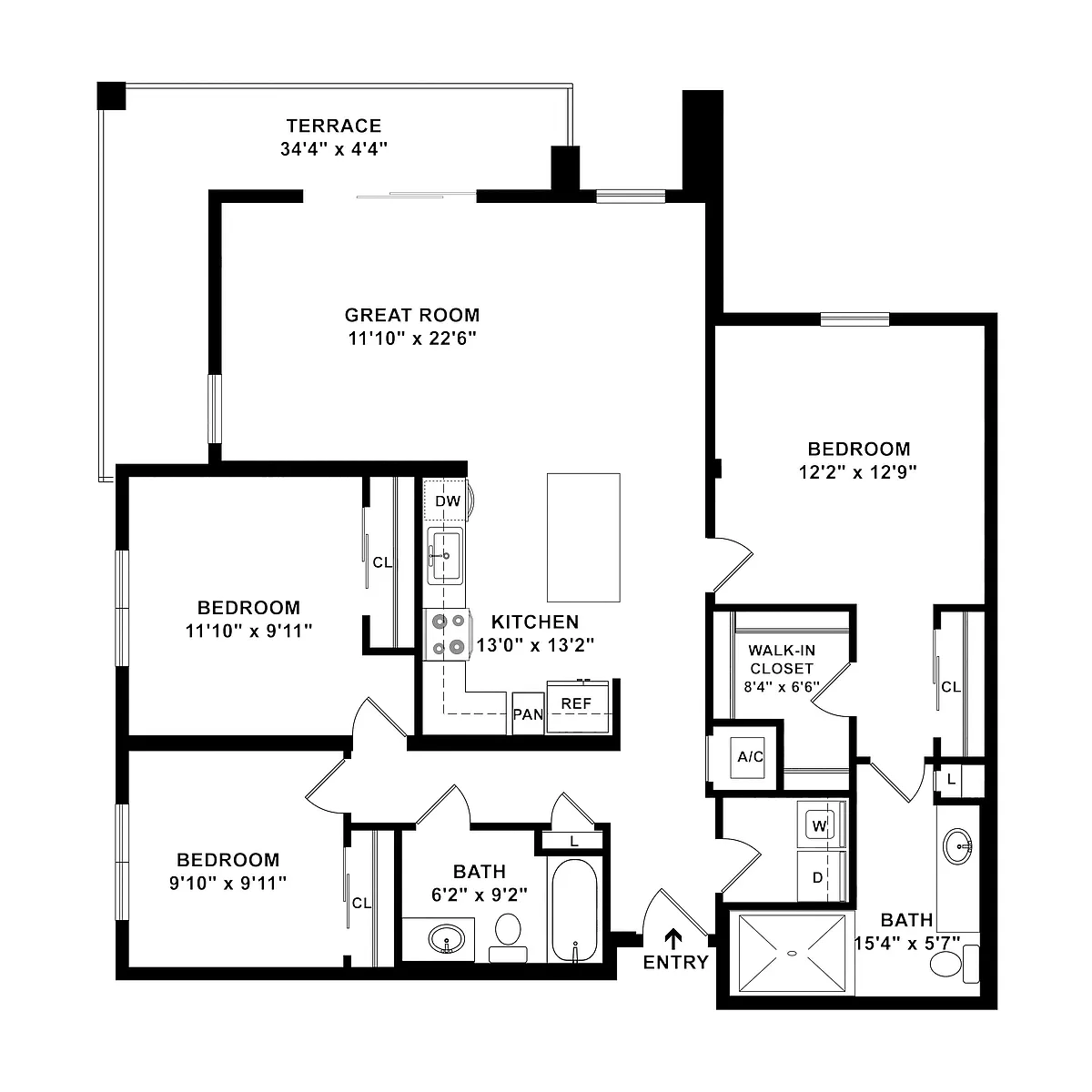 Floor plan 3 Bed/2 Bath-C2
