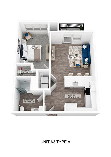 Floor plan Curling - 1 Bedroom 60% Accessible
