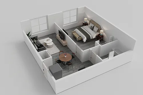 Floor plan Larger 1 Bedroom
