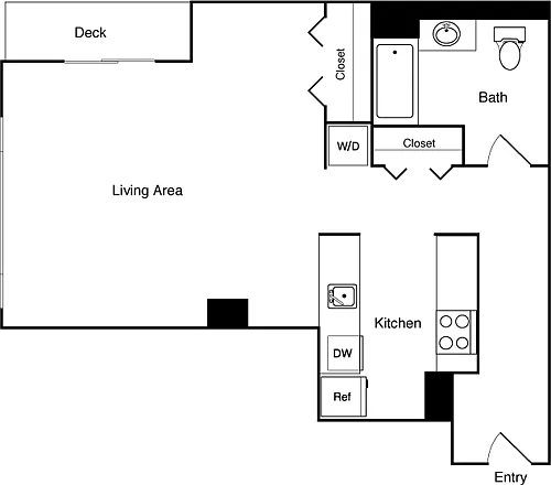 Floor plan Studio 308-608 - SW