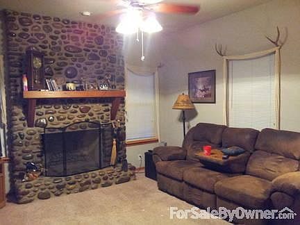 Living area with fireplace