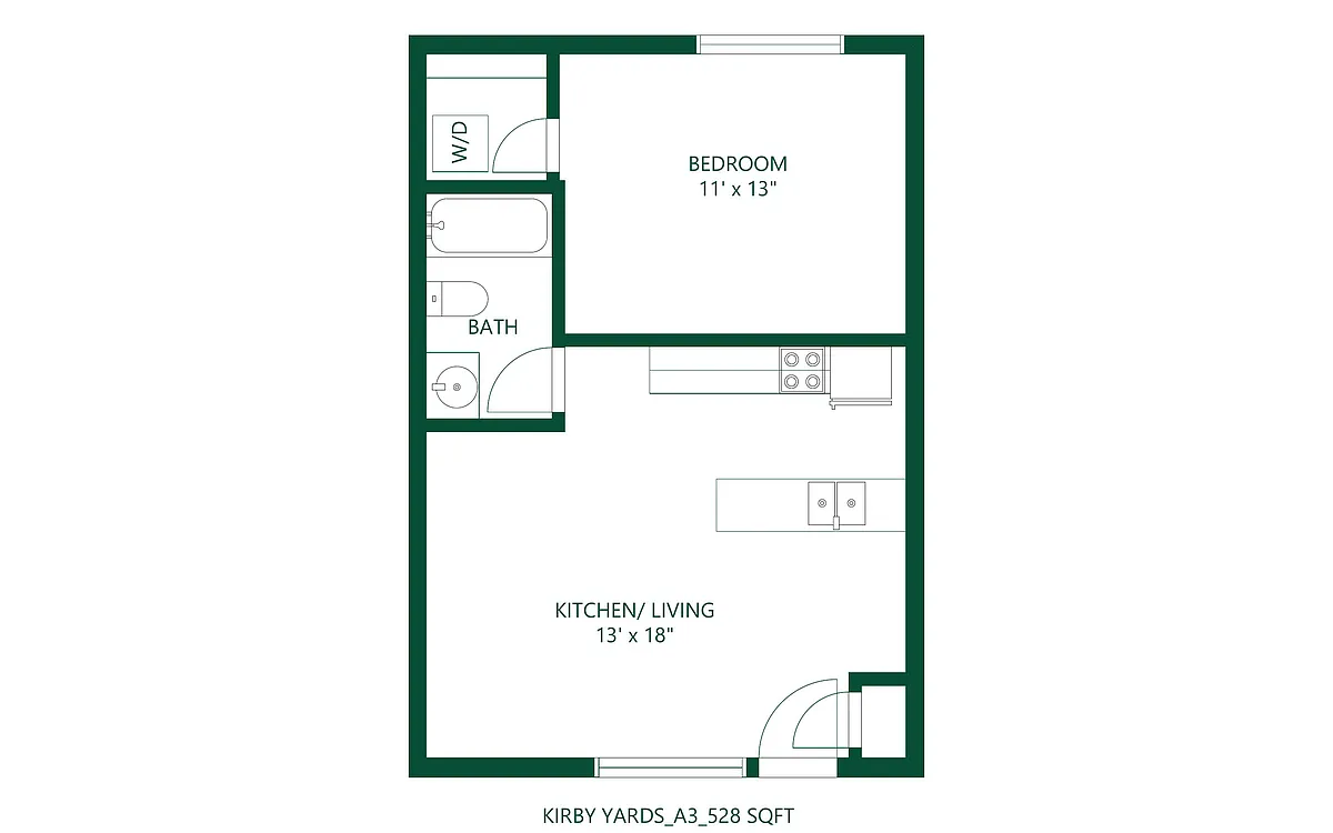 Floor plan 1 bed 1 bath