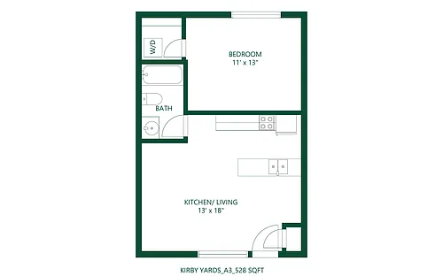 Floor plan 1 bed 1 bath