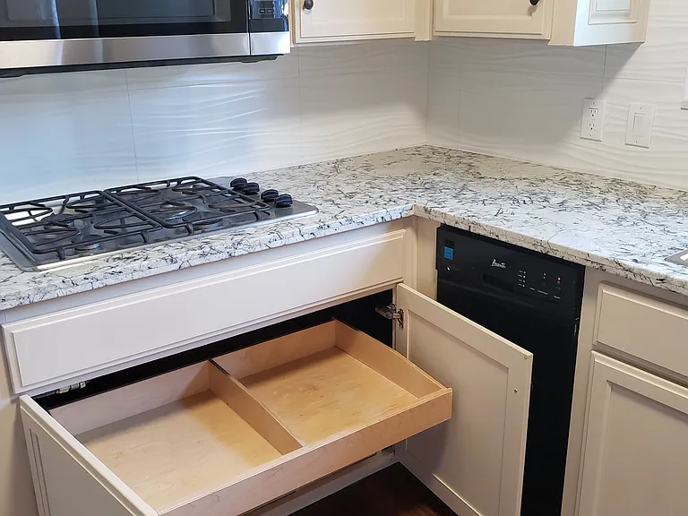 pull-out cabinet drawers in the kitchen