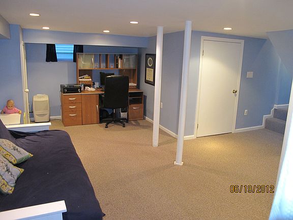 Finished basement with office area