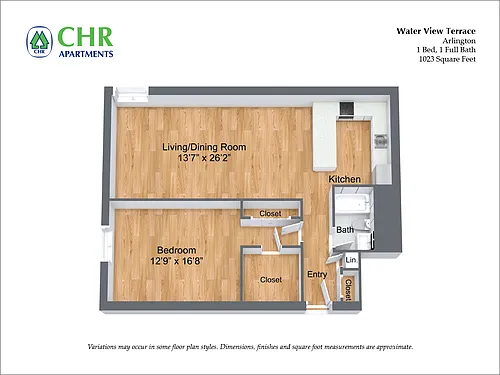 Floor plan 1 Bed/1 Bath Large with A/C