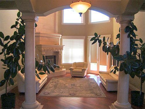 stunning living room with grand fireplace