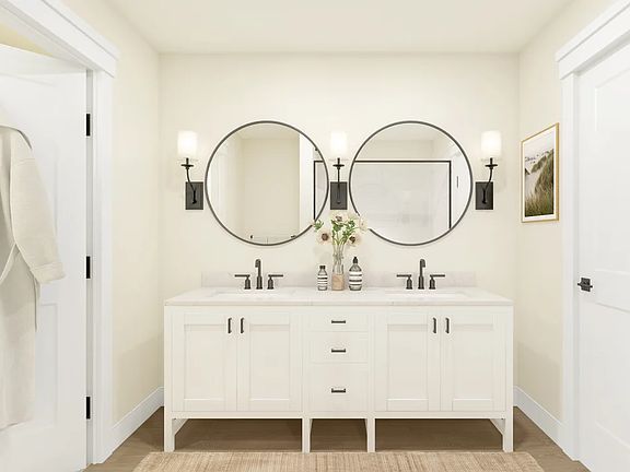 Primary bath with matte black finishes