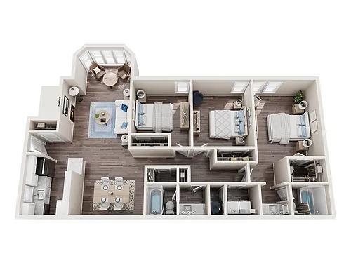 Floor plan 3 Bed, 2 Bath D