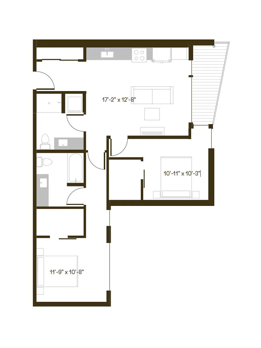 Floor plan 2 Bedroom, 2 Bath B5