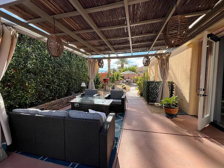 outdoor seating area with fire pit