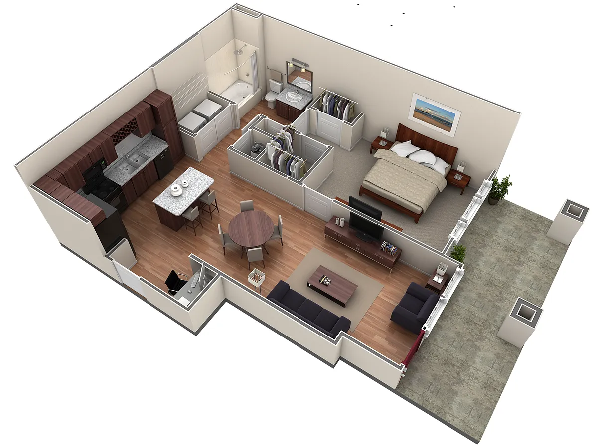 Floor plan 1 BR Designer Courtyard