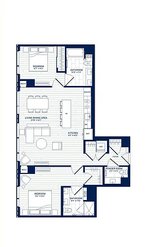 Floor plan 2 Bed/2 Bath-E11