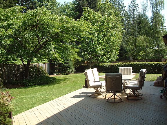 Spacious backyard and a deck!